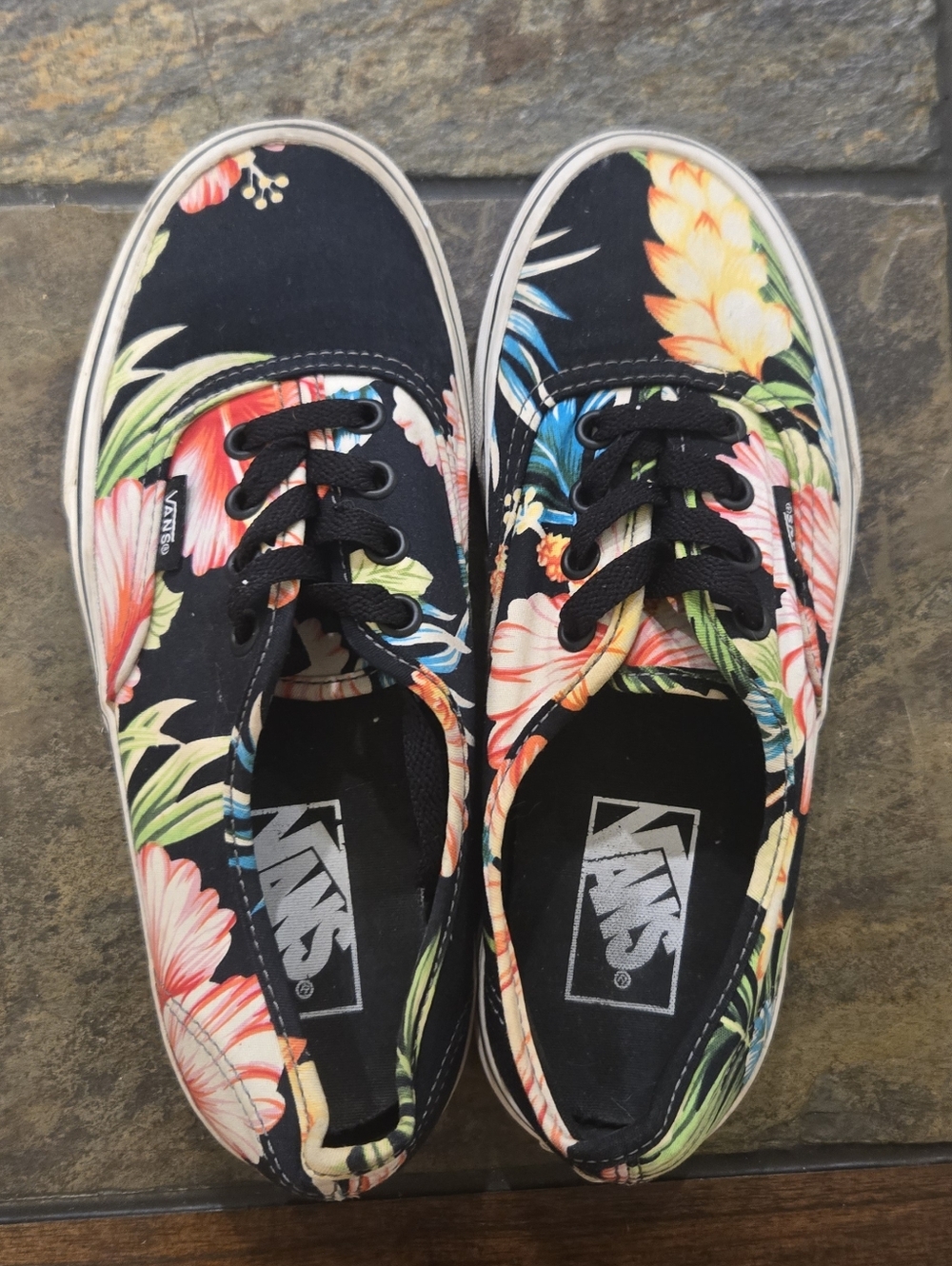 Vans Black Canvas Sneakers with Multicolor Floral Print